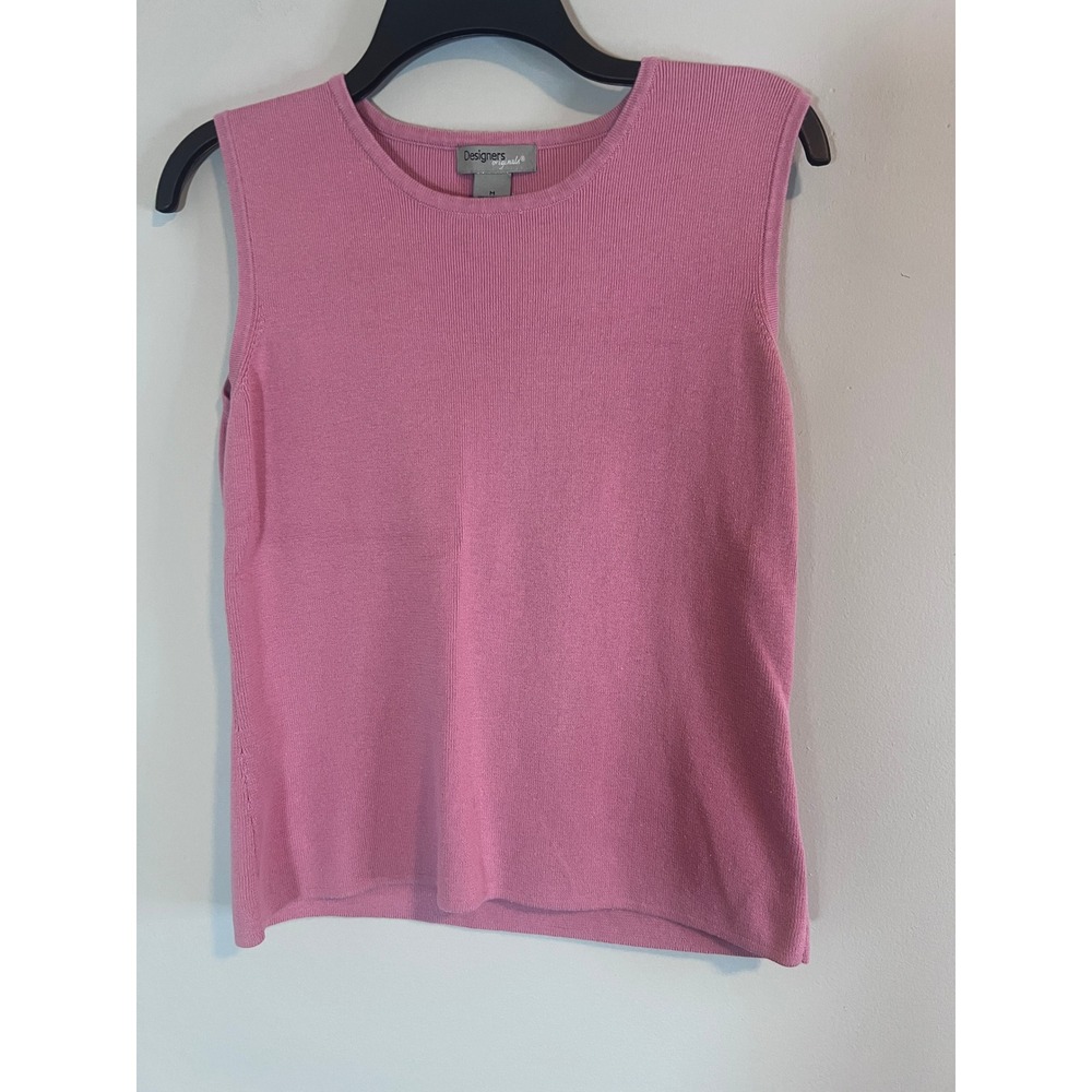 Designers Originals Pink Sleeveless Knit Sweater Shell 100% Cotton Crew Neck M